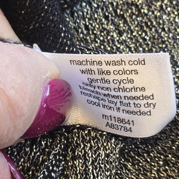 Lane Bryant Metallic Gold Black Tie Front Cardigan Sweater 14/16 - Picture 10 of 11